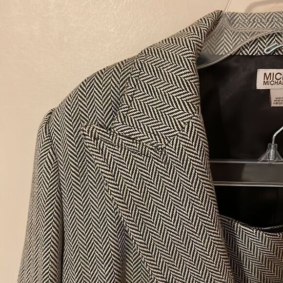 Michael Kors Brown Herringbone 2 Piece Suit Set - Picture 2 of 6